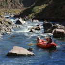 guests enjoying whitewater rafting trip on a sunny day