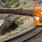 Royal Gorge train coming on the tracks Colorado Jeep Tours