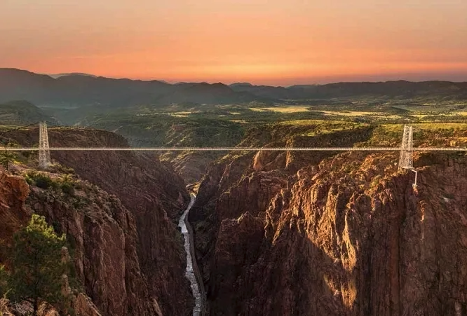 Royal Gorge Bridge spans across the river Canon City Colorado