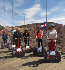 segway riders are on the Royal Gorge Bridge ready for their off road experience Canon City Colorado