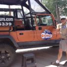 jeep and guide about to assist passengers into vehicle Colorado Jeep Tours